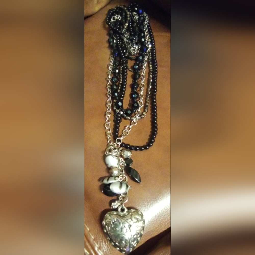Black and Silver Multi-Strand Necklace